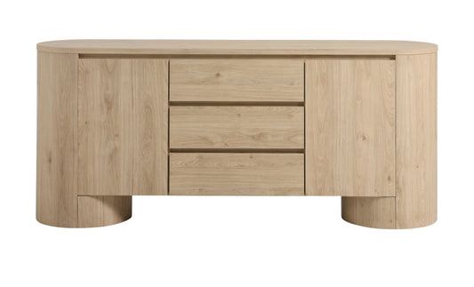 71" Rounded Sideboard Media Cabinet finished in Natural oak