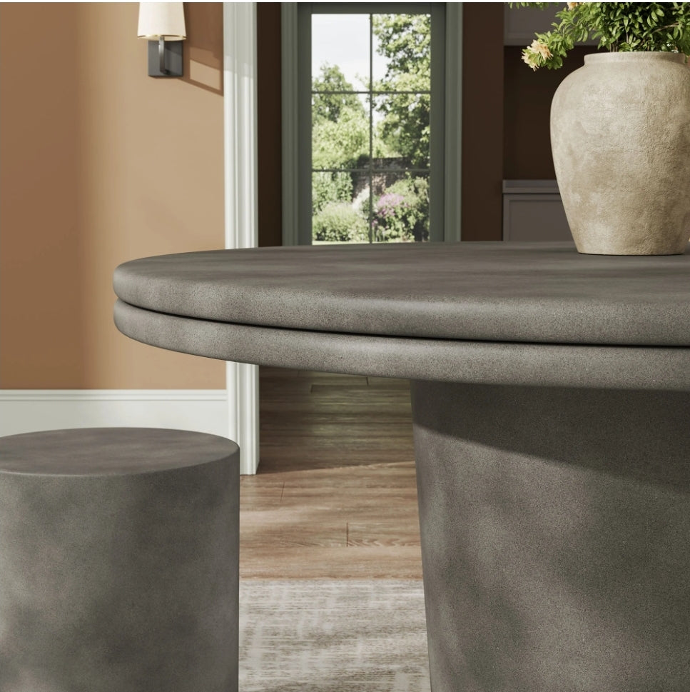 48" Gray Concrete Round Dining Table