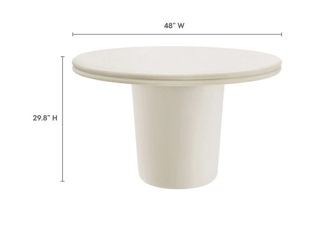 48" White Concrete Round Dining Table