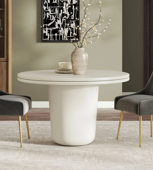 48" White Concrete Round Dining Table