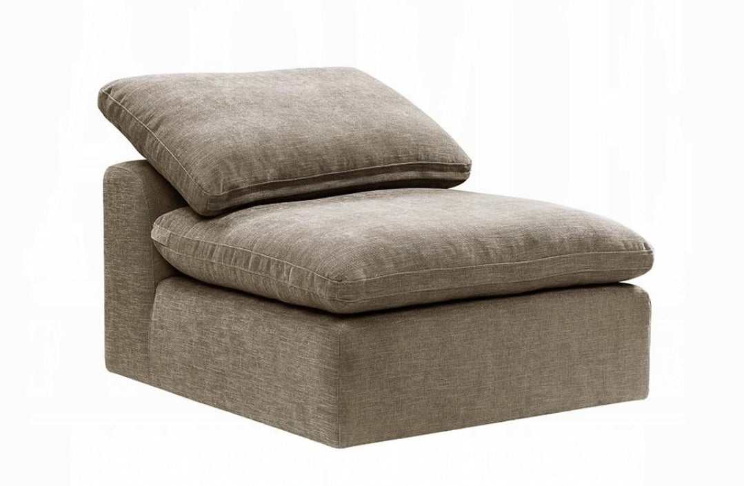 Carson reversible modular sectional upholstered in beige or gray fabric