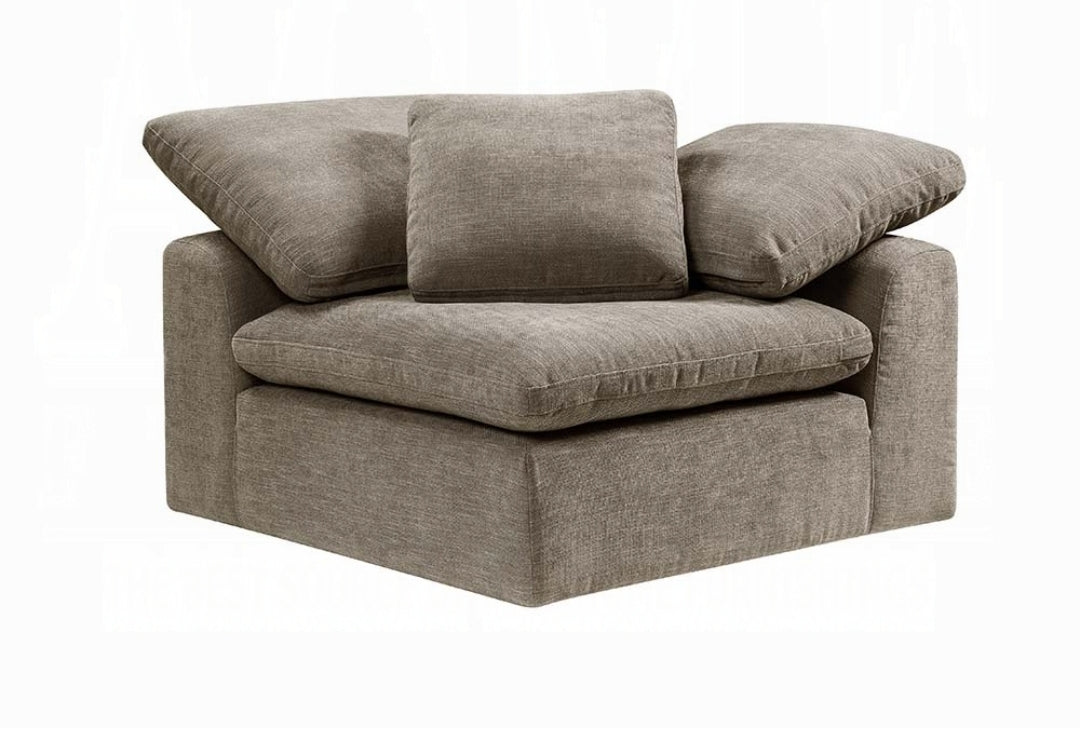 Carson reversible modular sectional upholstered in beige or gray fabric