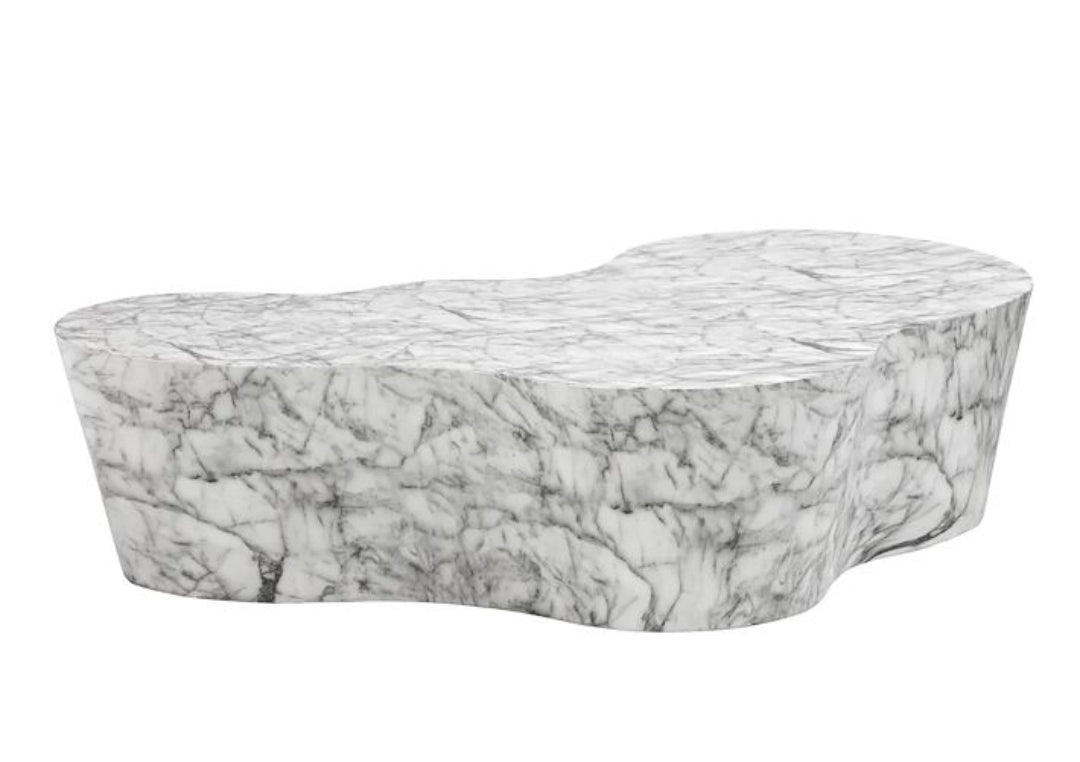 Brand New West Elm Bradhurst Coffee Table (60") concrete Coffee table with Marble