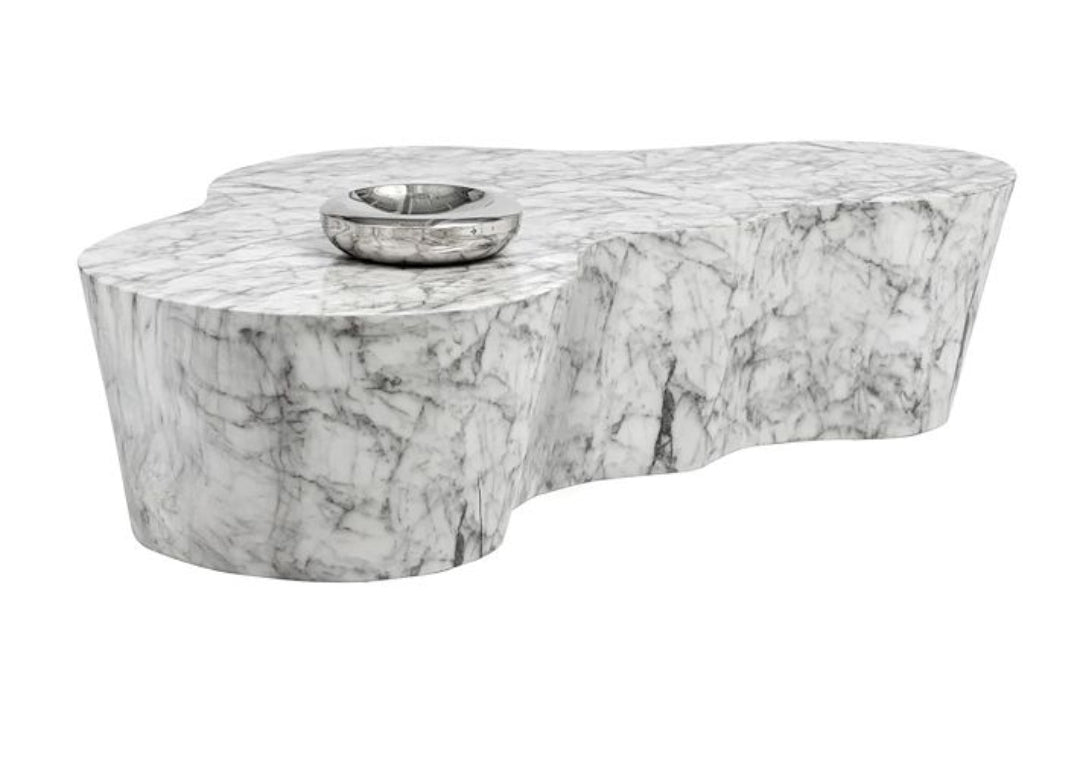 Brand New West Elm Bradhurst Coffee Table (60") concrete Coffee table with Marble