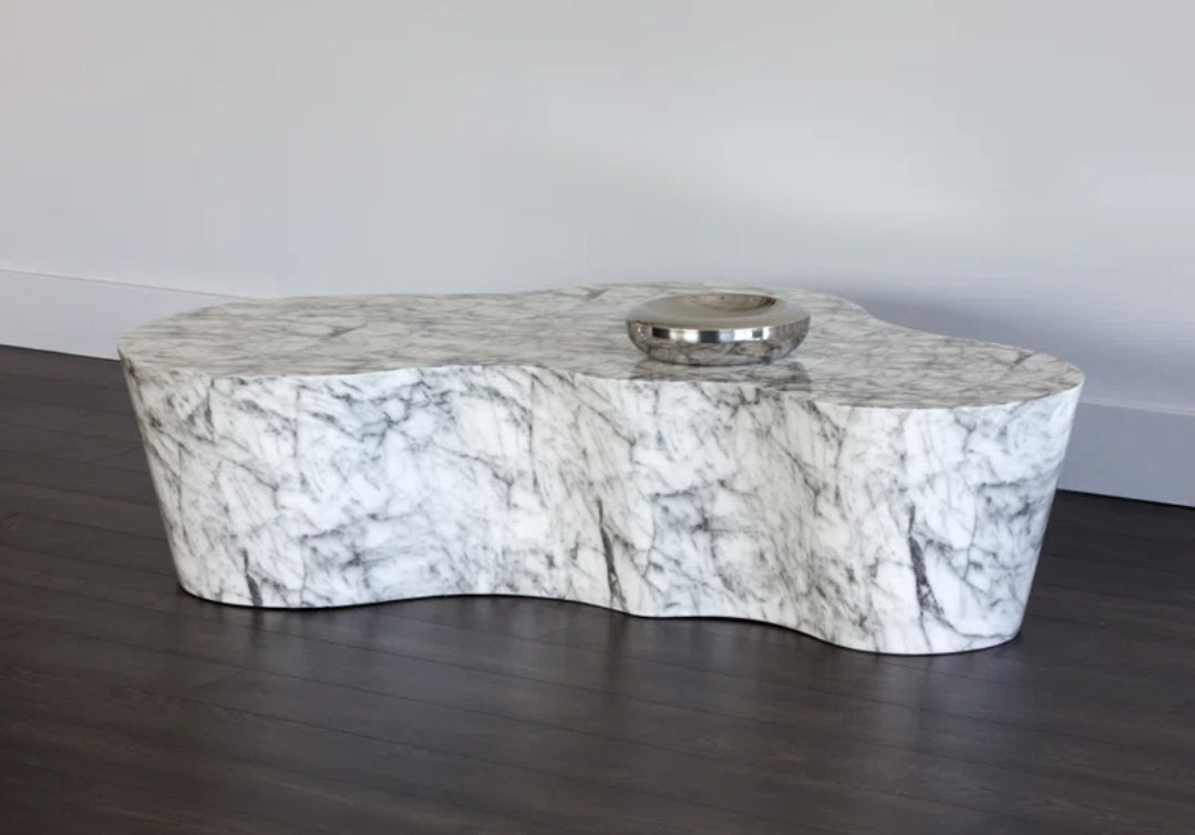 Brand New West Elm Bradhurst Coffee Table (60") concrete Coffee table with Marble
