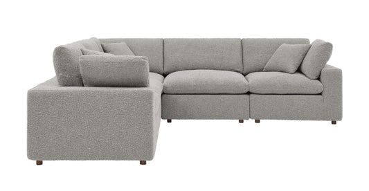 Franklin Cloud Style Sectional Upholstered In gray textured Performance Fabric