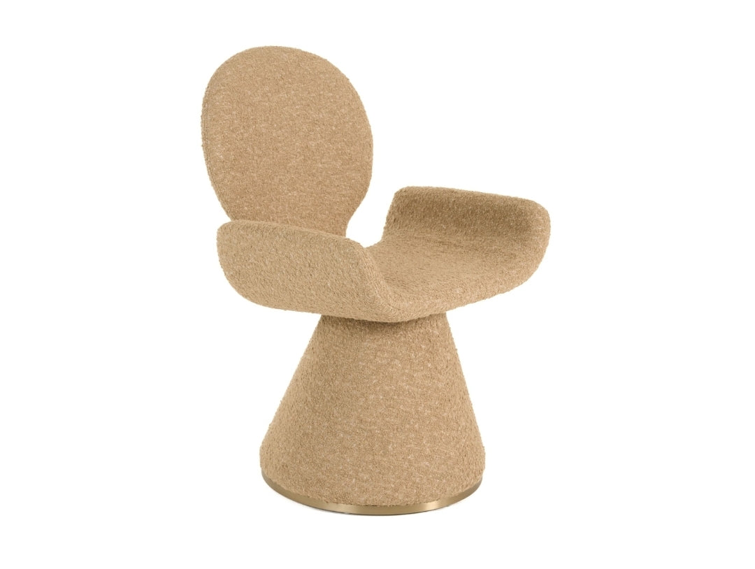 Pomme Beige textured Fabric Dining Chair with brushed brass