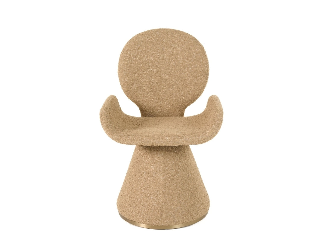 Pomme Beige textured Fabric Dining Chair with brushed brass
