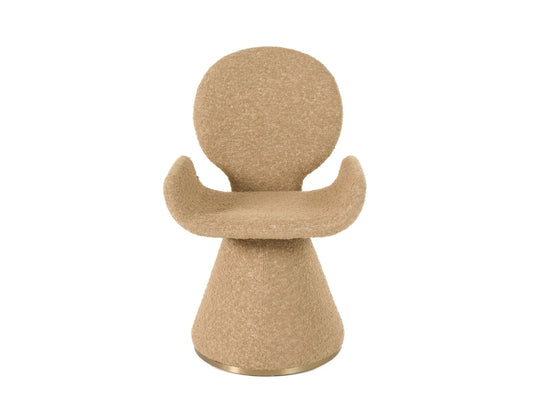 Pomme Beige textured Fabric Dining Chair with brushed brass