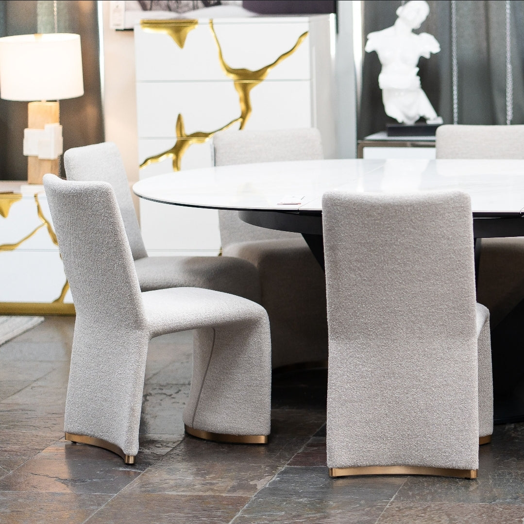 (Set of 2) Paris fully upholstered dining chair and Brushed with brushed gold accents