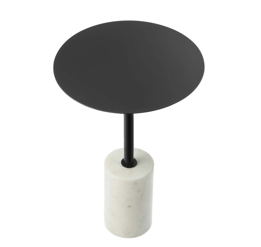 Dove marble side table iron base