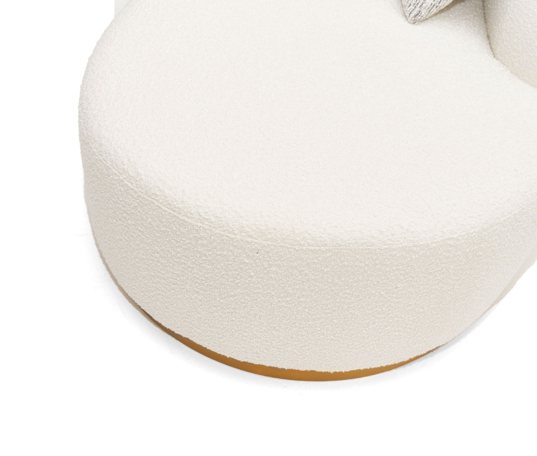 Divani Casa Frontier - Glam White Fabric Curved Sectional Sofa with Beige Pillows