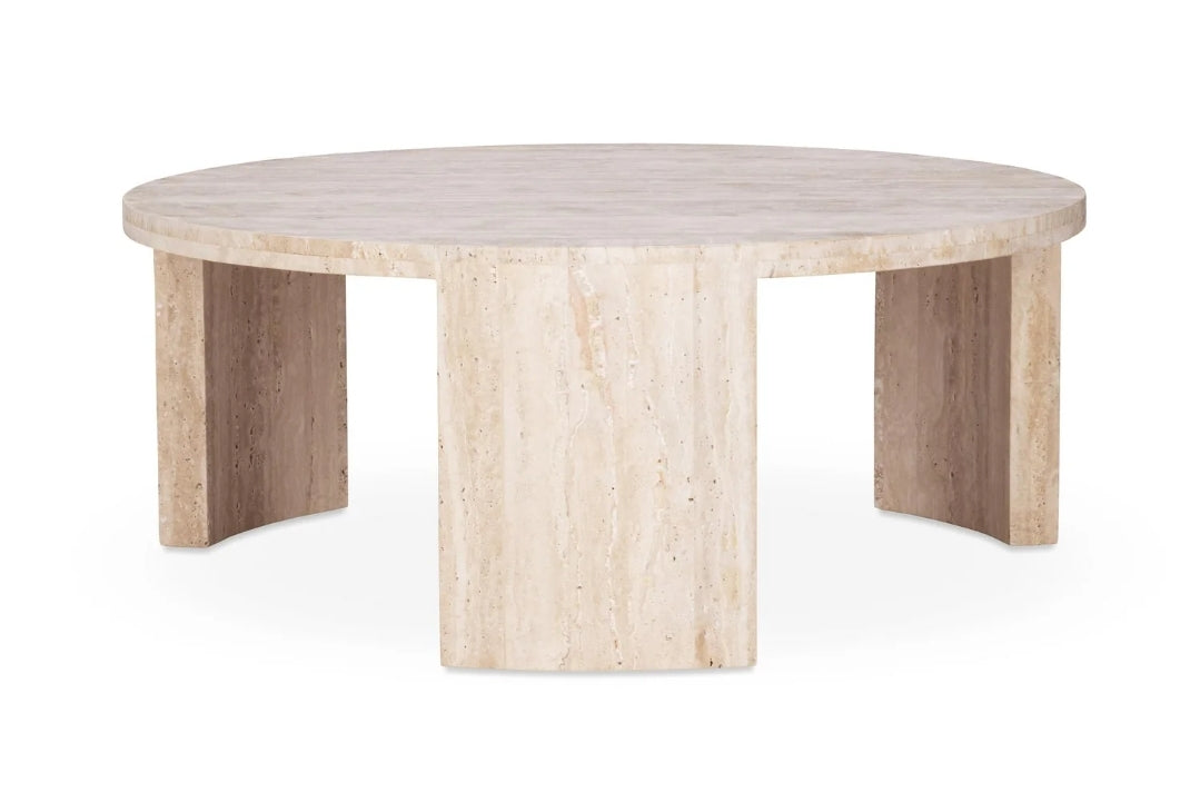 Dune Solid Travertine Circular Coffee Table