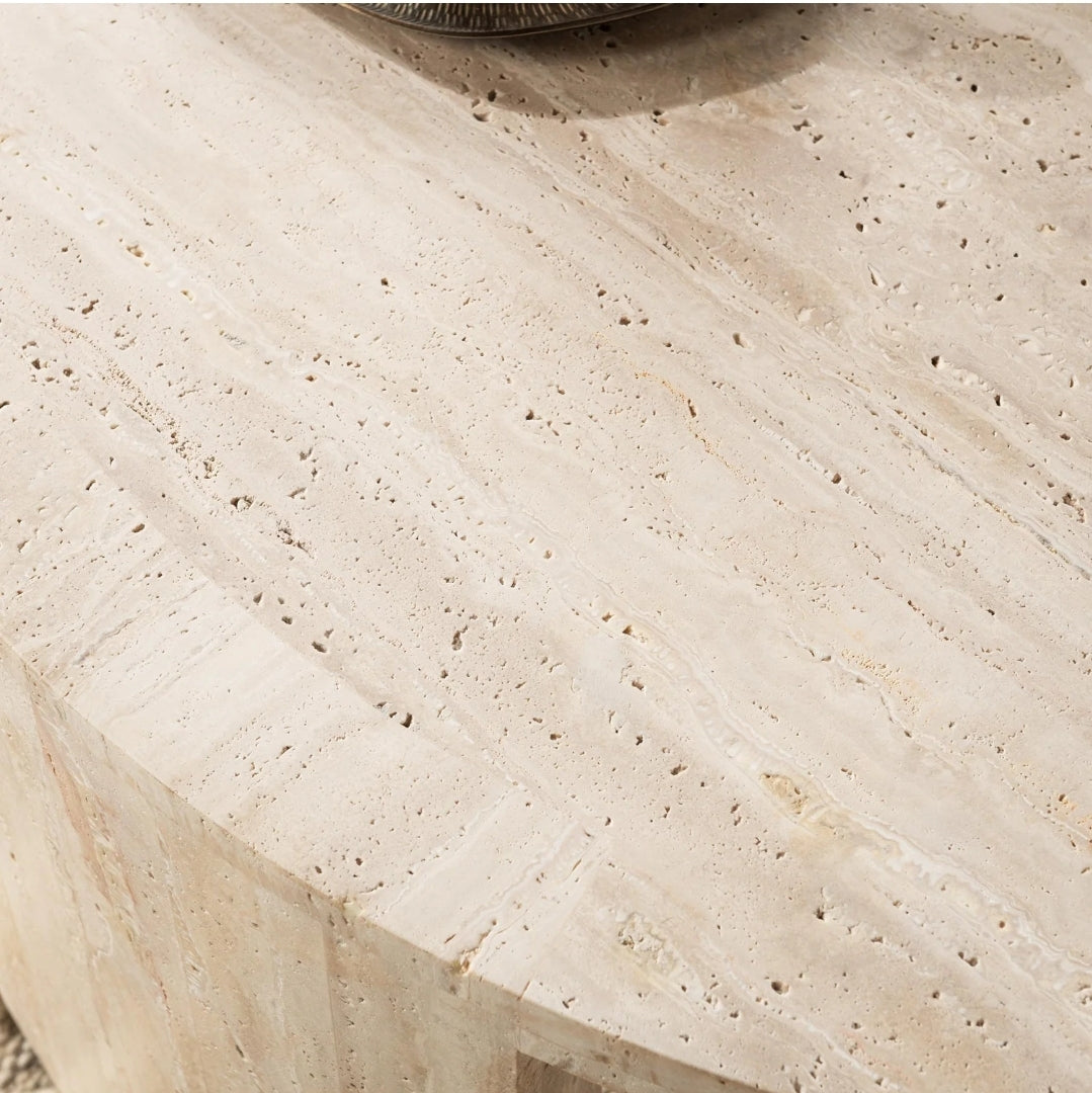 Dune Solid Travertine Circular Coffee Table