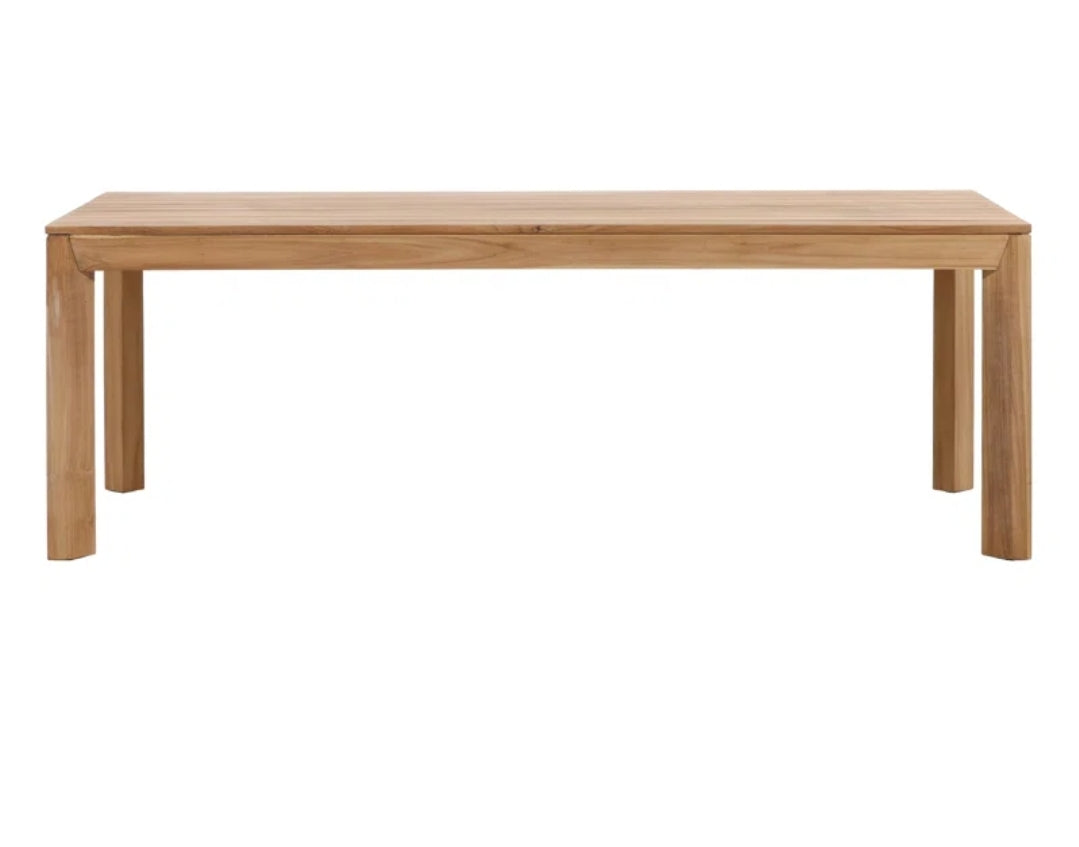Brianna 86" Wide Outdoor Solid Teak Wood Dining Table