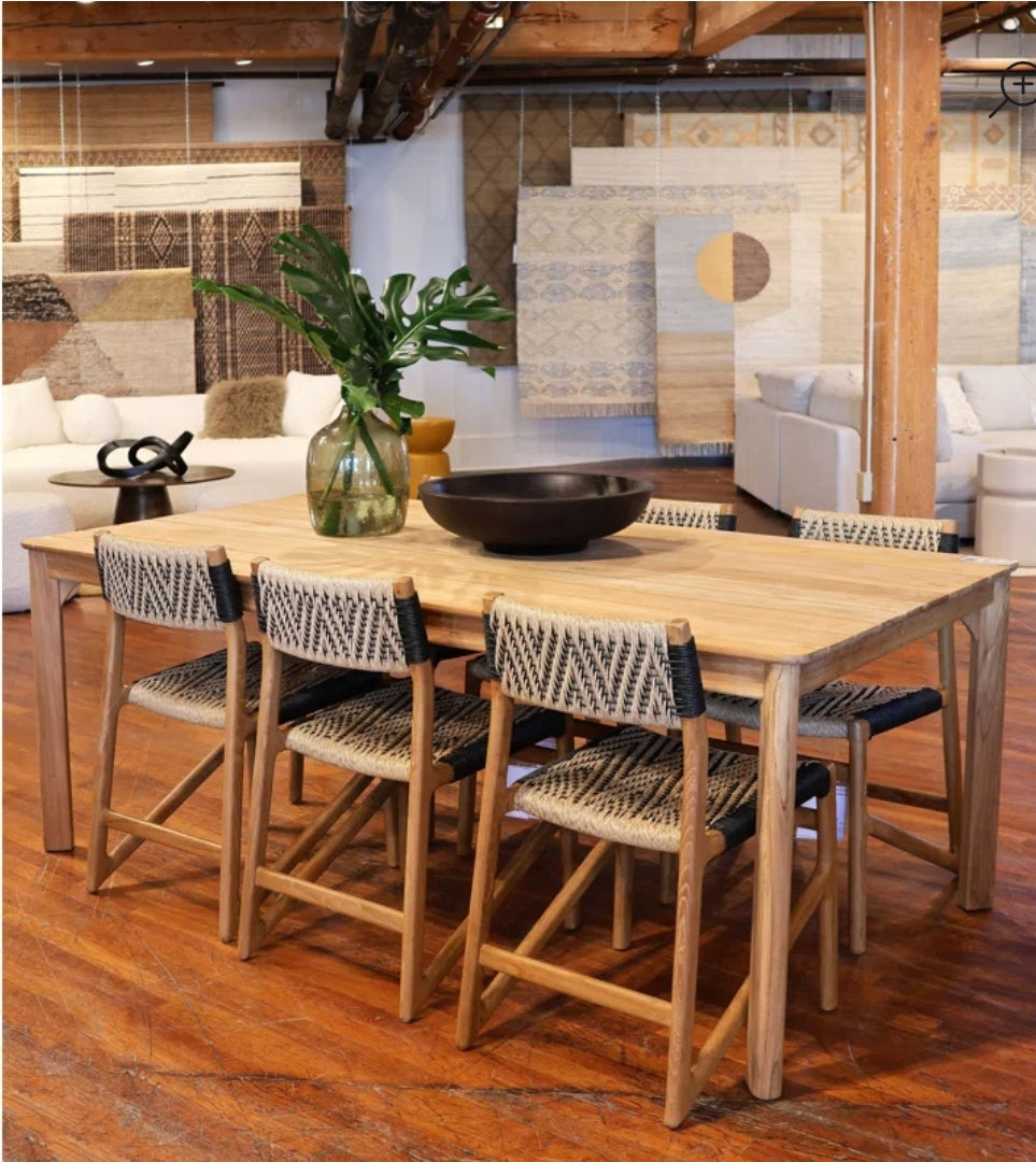 Brianna 86" Wide Outdoor Solid Teak Wood Dining Table