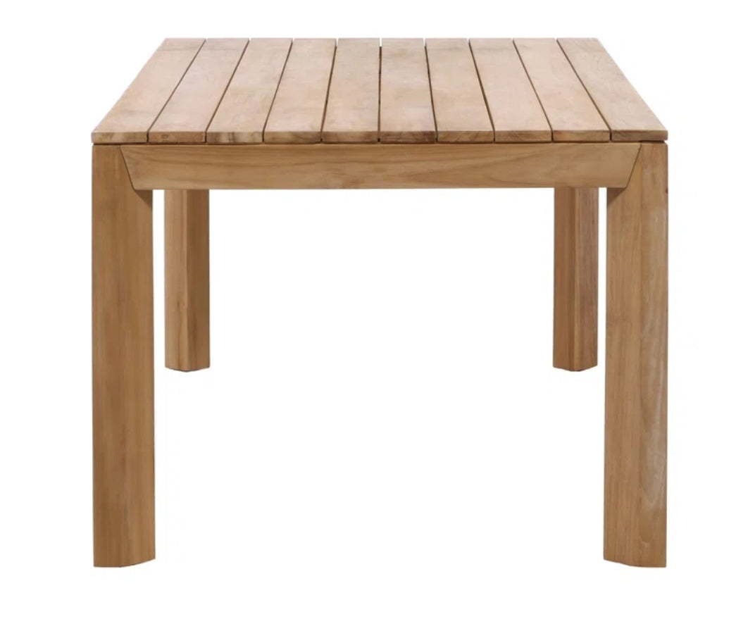 Brianna 86" Wide Outdoor Solid Teak Wood Dining Table