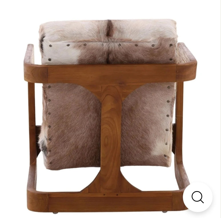 Bautista Chair in Brown Goat Hide / Teakwood