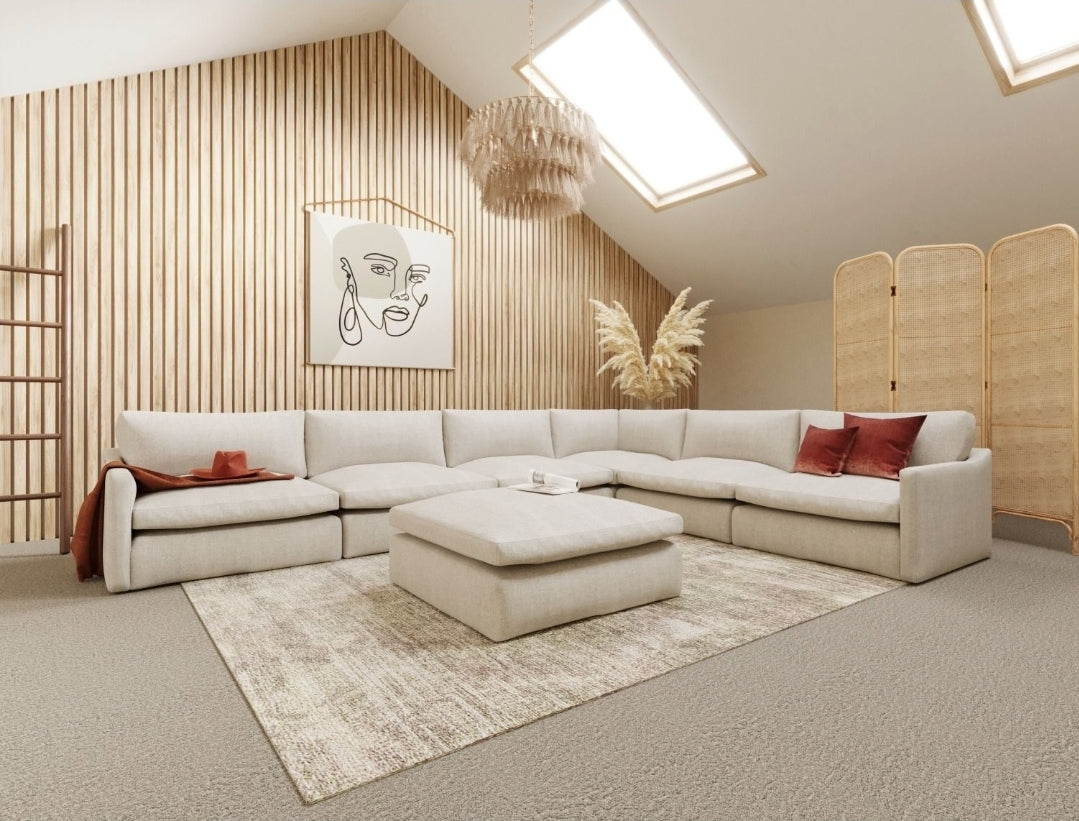 Fedora Modern White Fabric Sectional