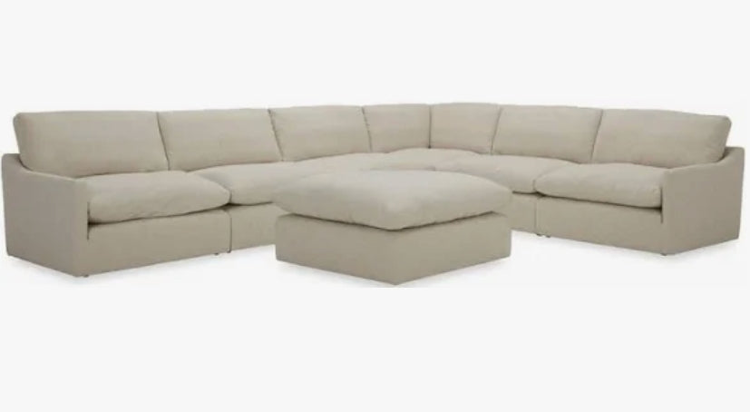 Fedora Modern White Fabric Sectional