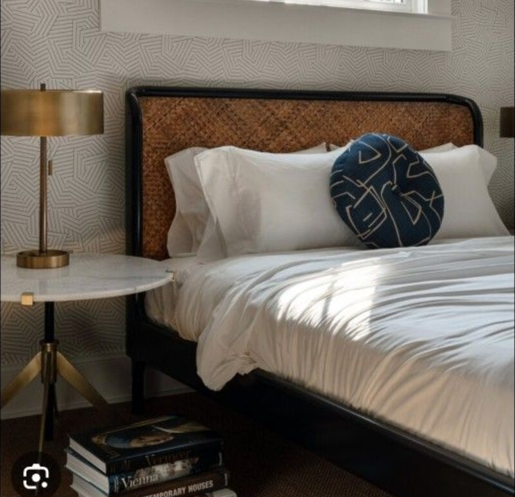 Miri Black and Rattan Bed