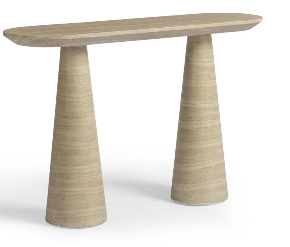 Sandra Faux Travertine Indoor/Outdoor Console Table