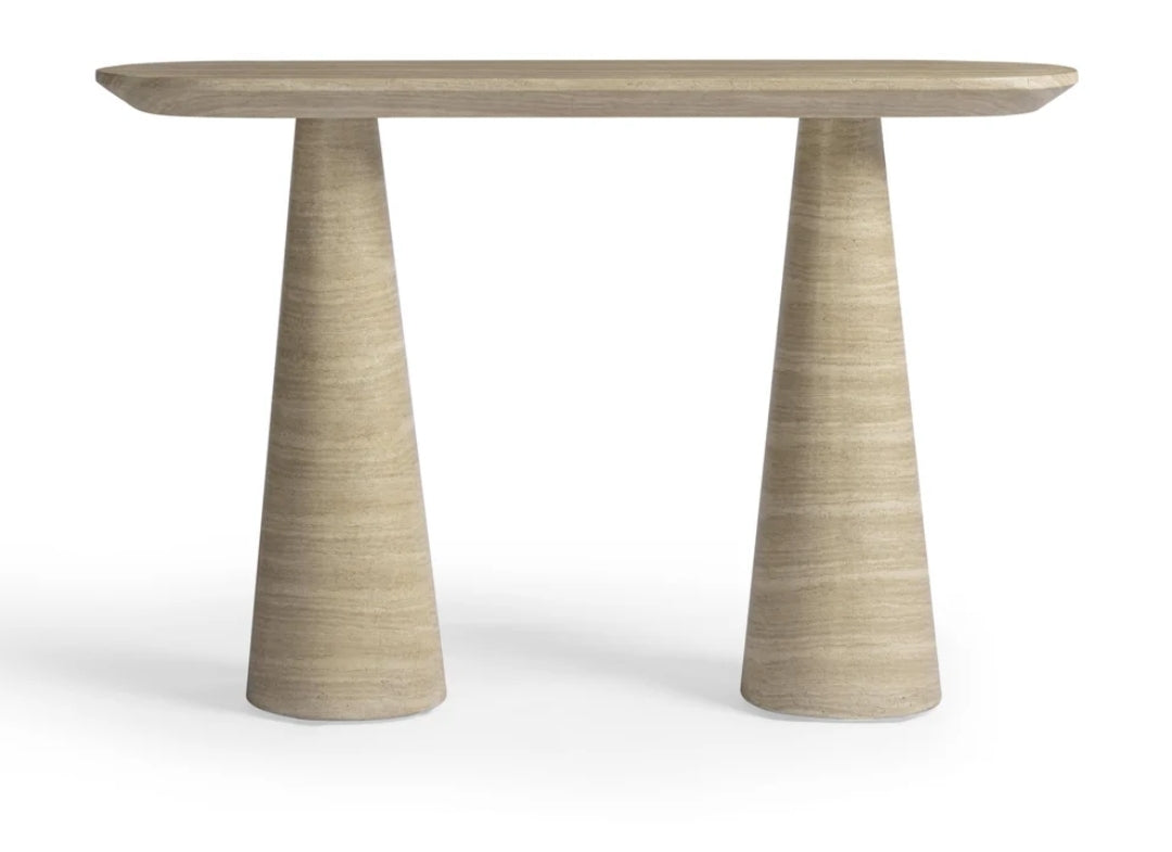 Sandra Faux Travertine Indoor/Outdoor Console Table