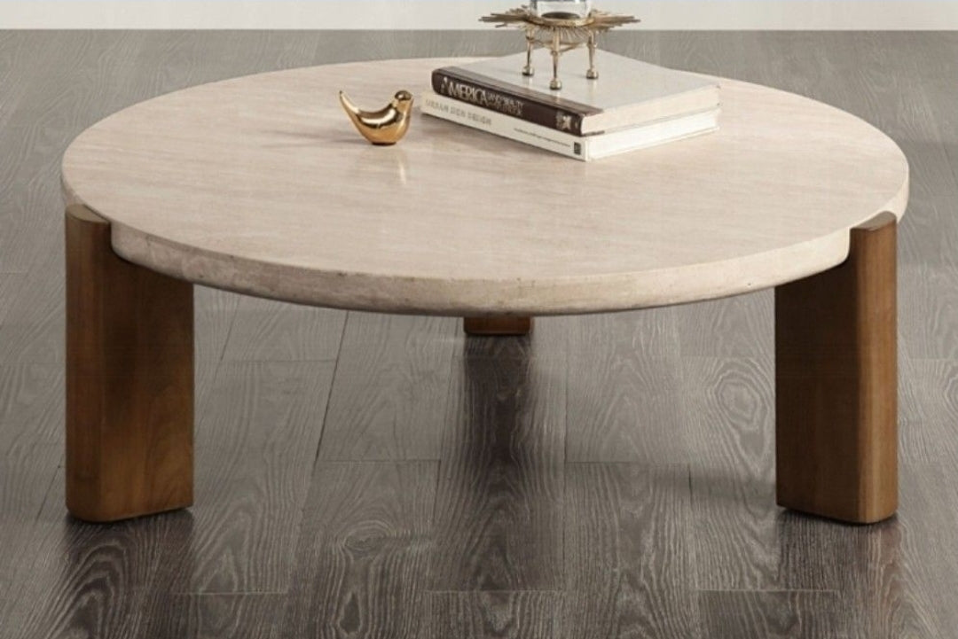 Lunar travertine coffee table