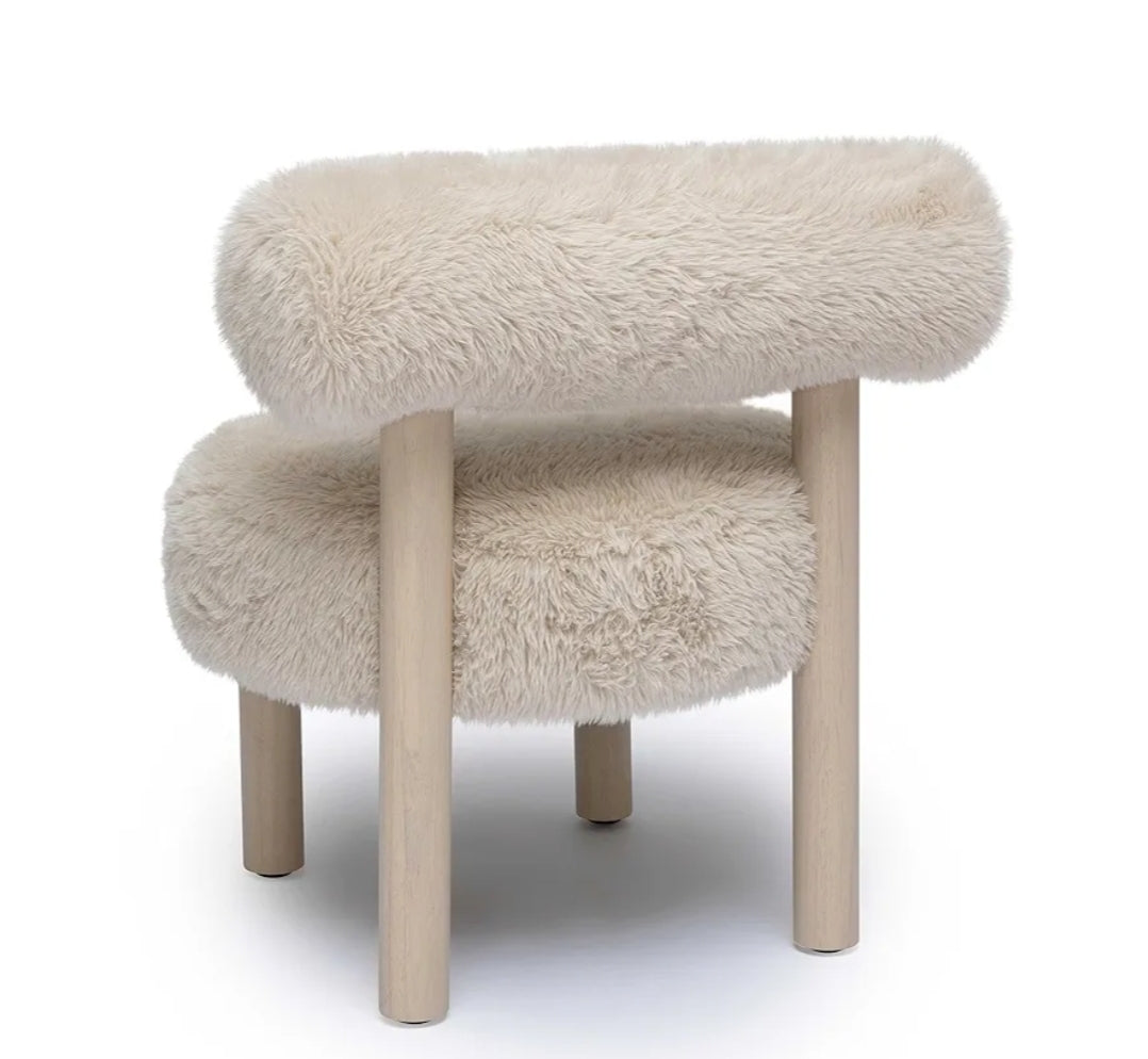 Carmel Ivory Vegan Shearling Accent Chair
