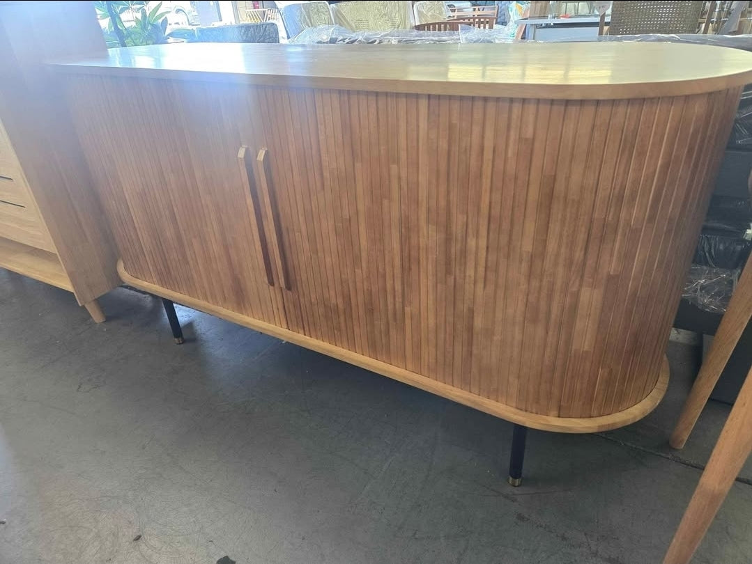 Tambour Flutted Wood Sideboard console