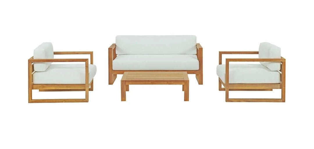 Ashby Teak Set / White cushions (4 piece)