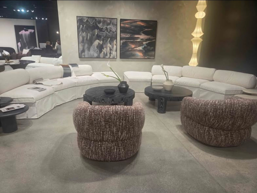 Fauna slipcover curved sofa
