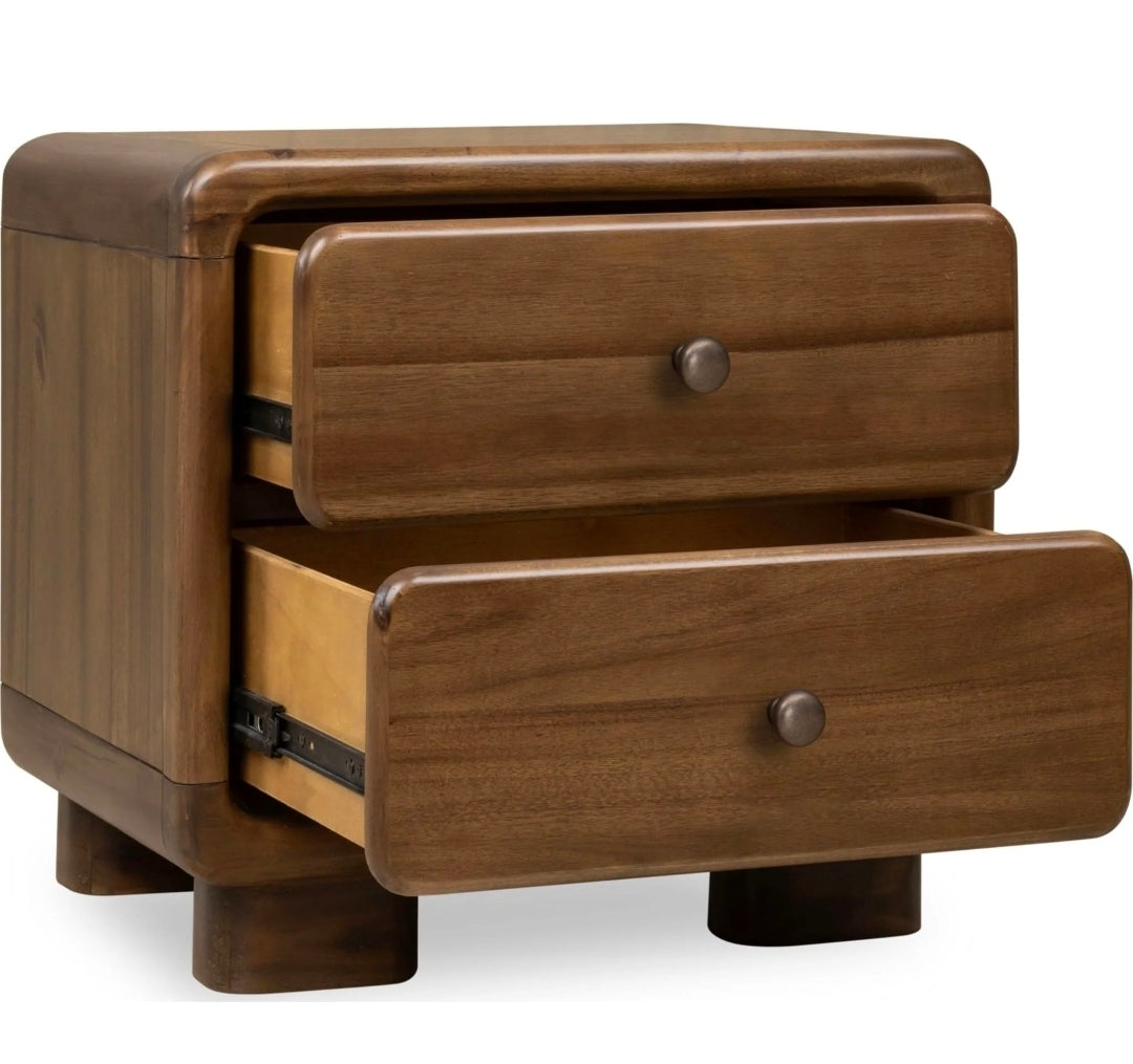 Boka Two Drawer Wood Nightstand