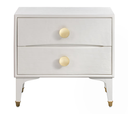 Divine Glam White Nightstand with brass handles