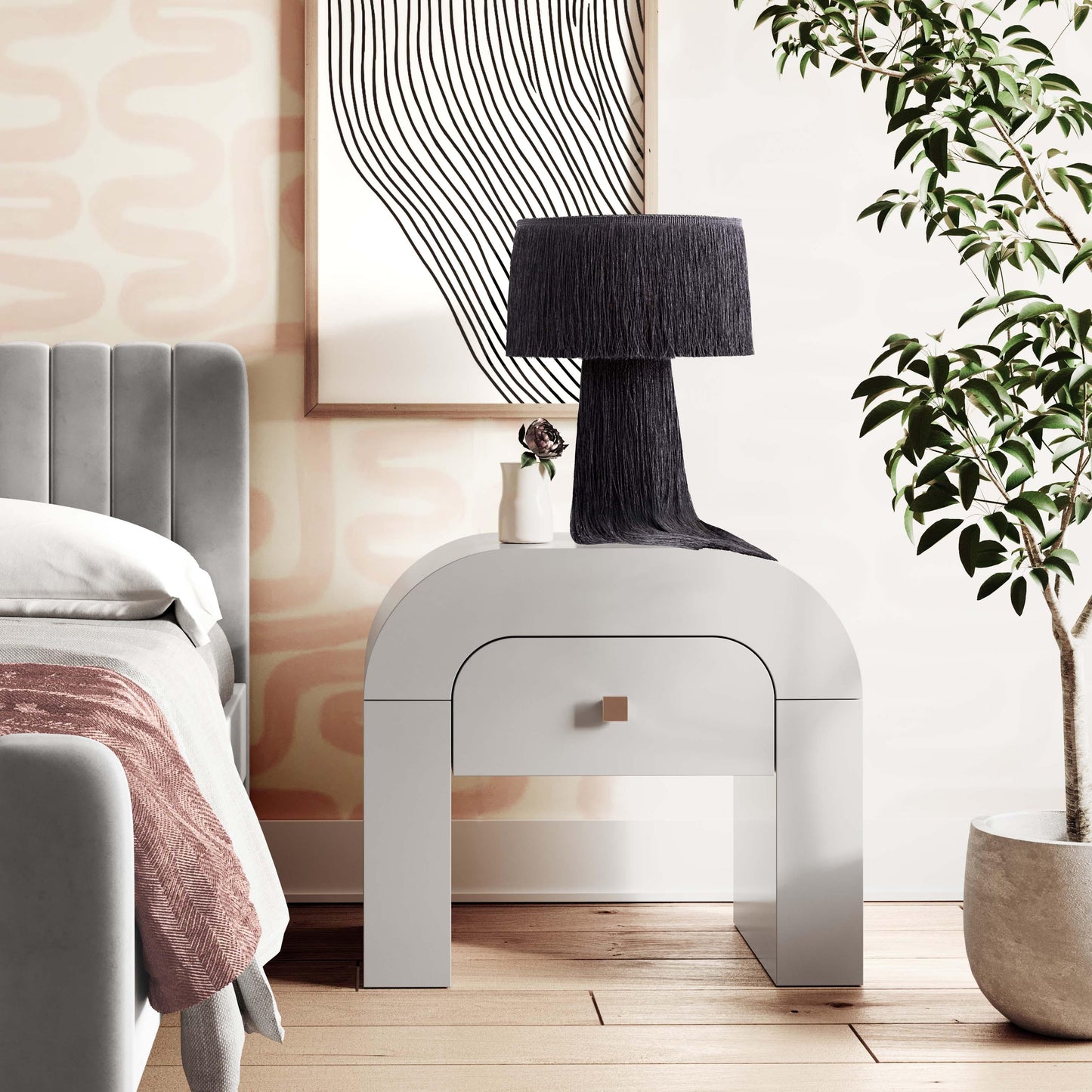 Rounded White Nightstand