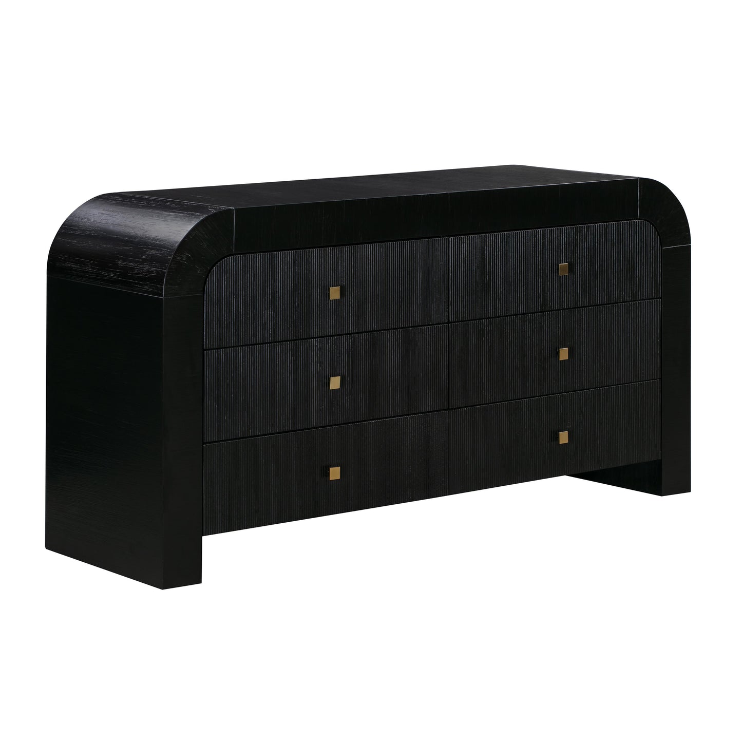 Rounded 6 Drawer Black Dresser