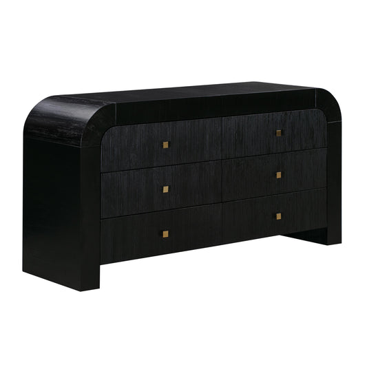 Rounded 6 Drawer Black Dresser