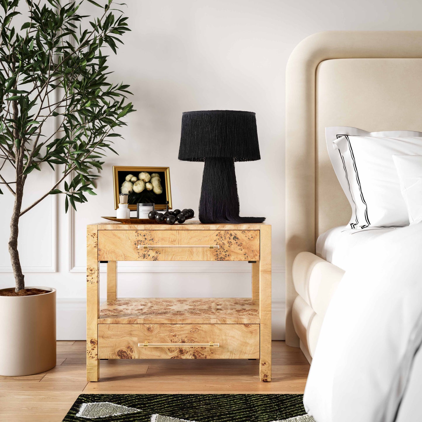 Brandy Natural Burl Nightstand