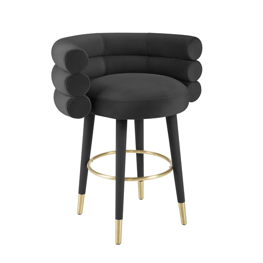 Betry Black Velvet Counter Stool