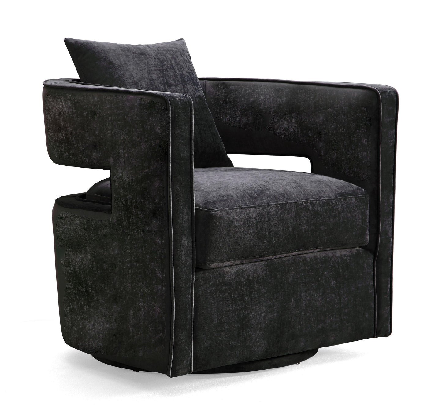 Kennedy Black Textured Velvet Swivel Chair