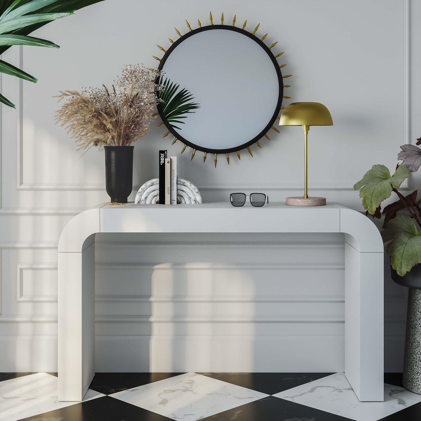 Rounded White Console Table