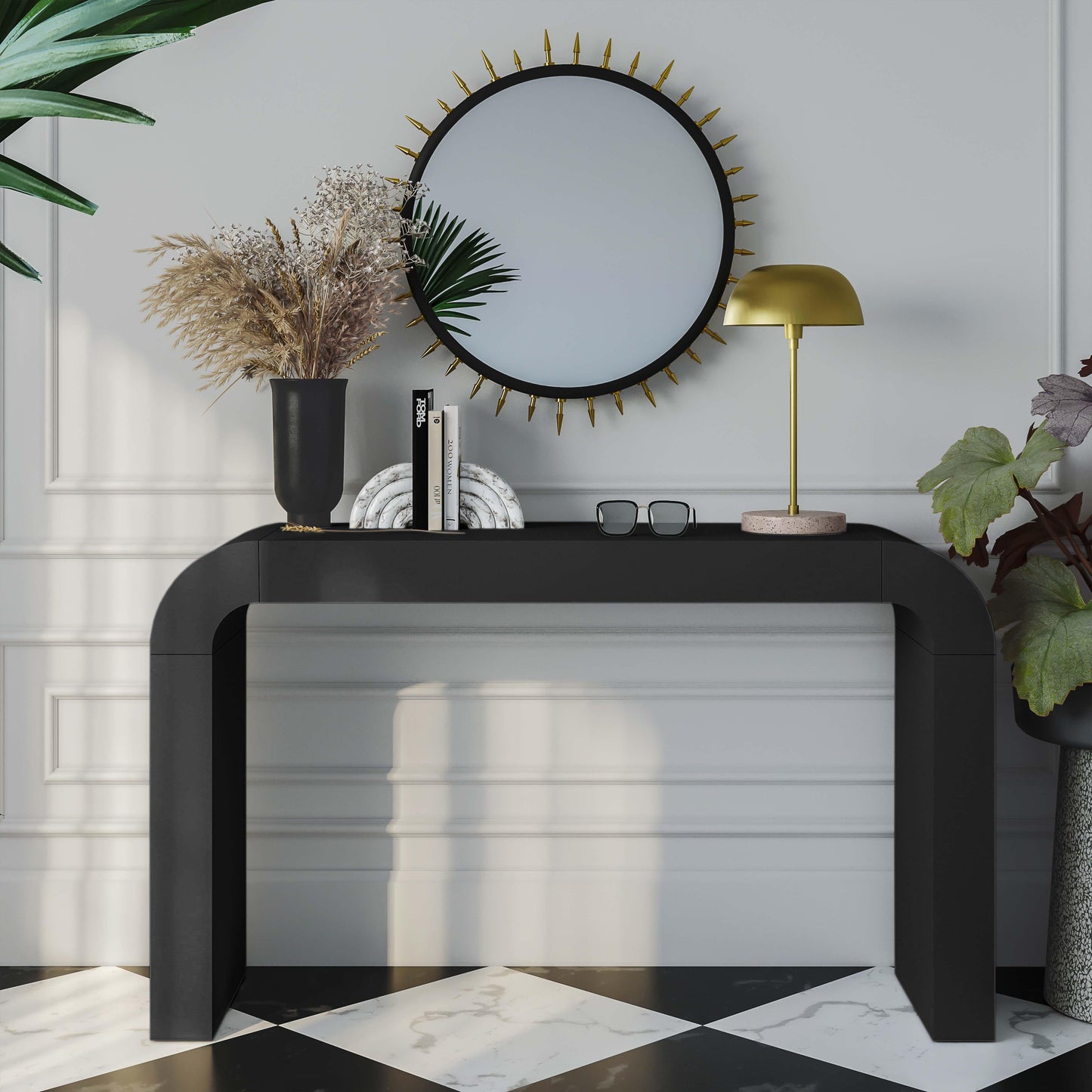 Rounded Black Console Table