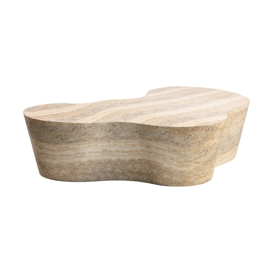 Irregular Shape Oversized cast concrete Coffee Table with travertine finish