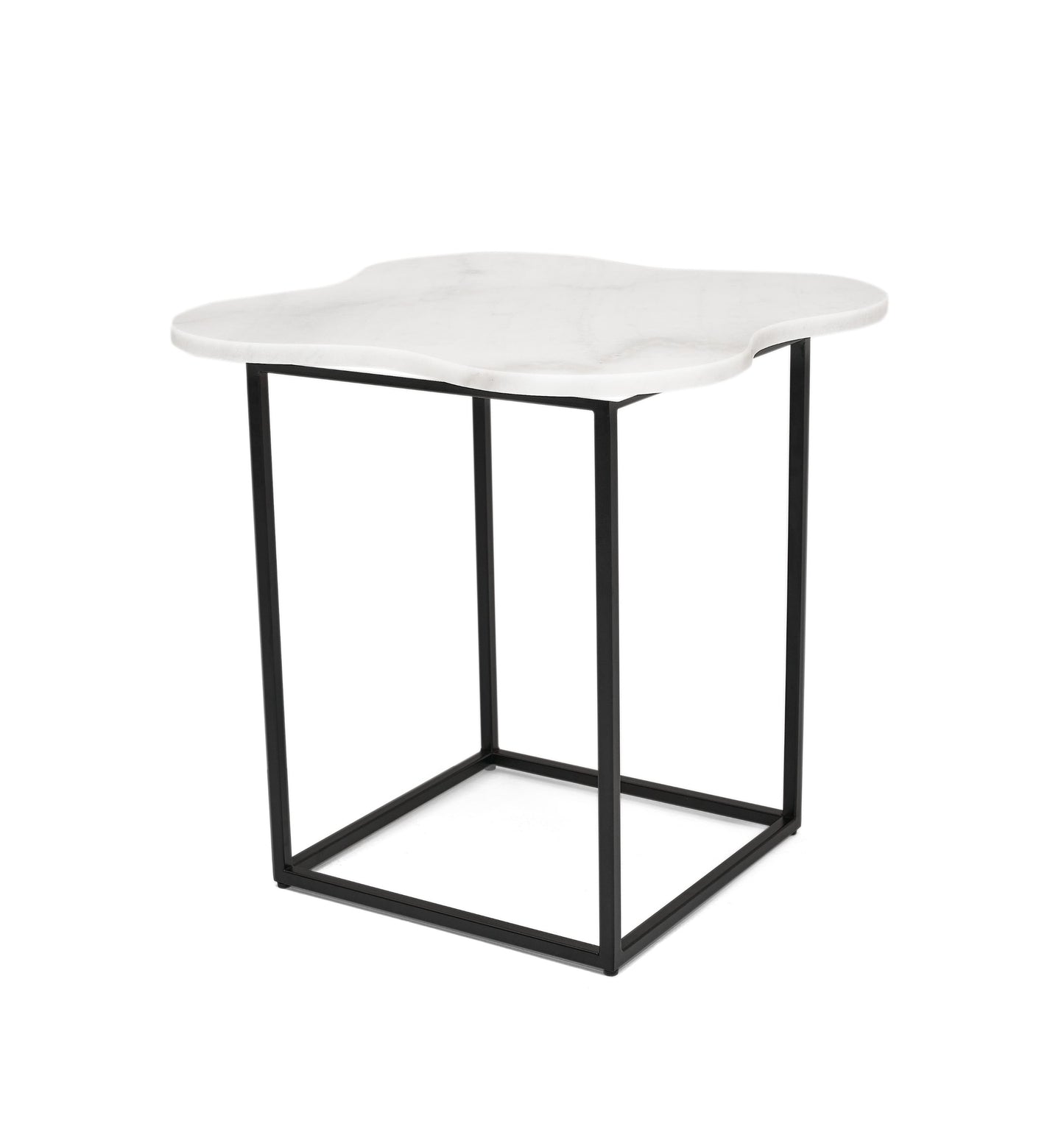 Modrest Aleidy - White Marble + Black Metal End Table