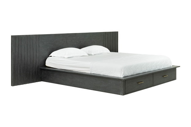 Mod Wood Wall Panel King Contemporary Platform Dark Grey