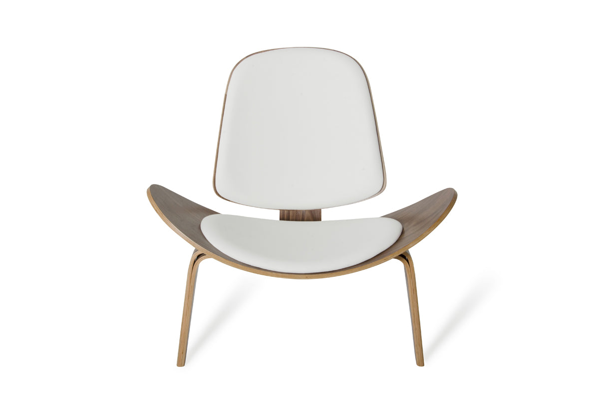 Modrest Warren Mid-Century White & Walnut Accent Chair