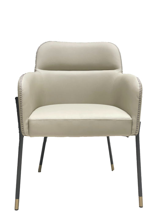 Modrest Brady - Modern Black Metal + Greige Vegan Leather Dining Chair