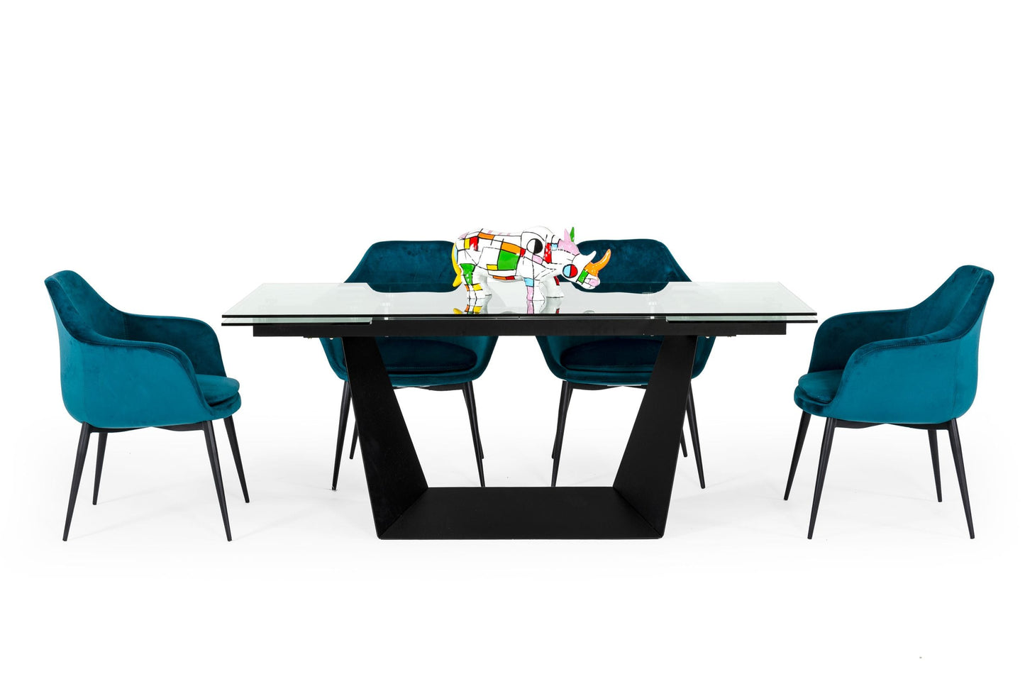 Modrest Bronwin - Modern Black Glass Extendable Dining Table