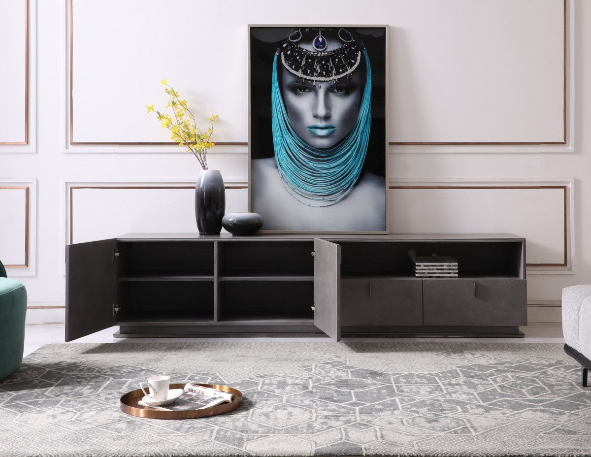 Modrest Buckley - Modern Grey Crackle TV Stand