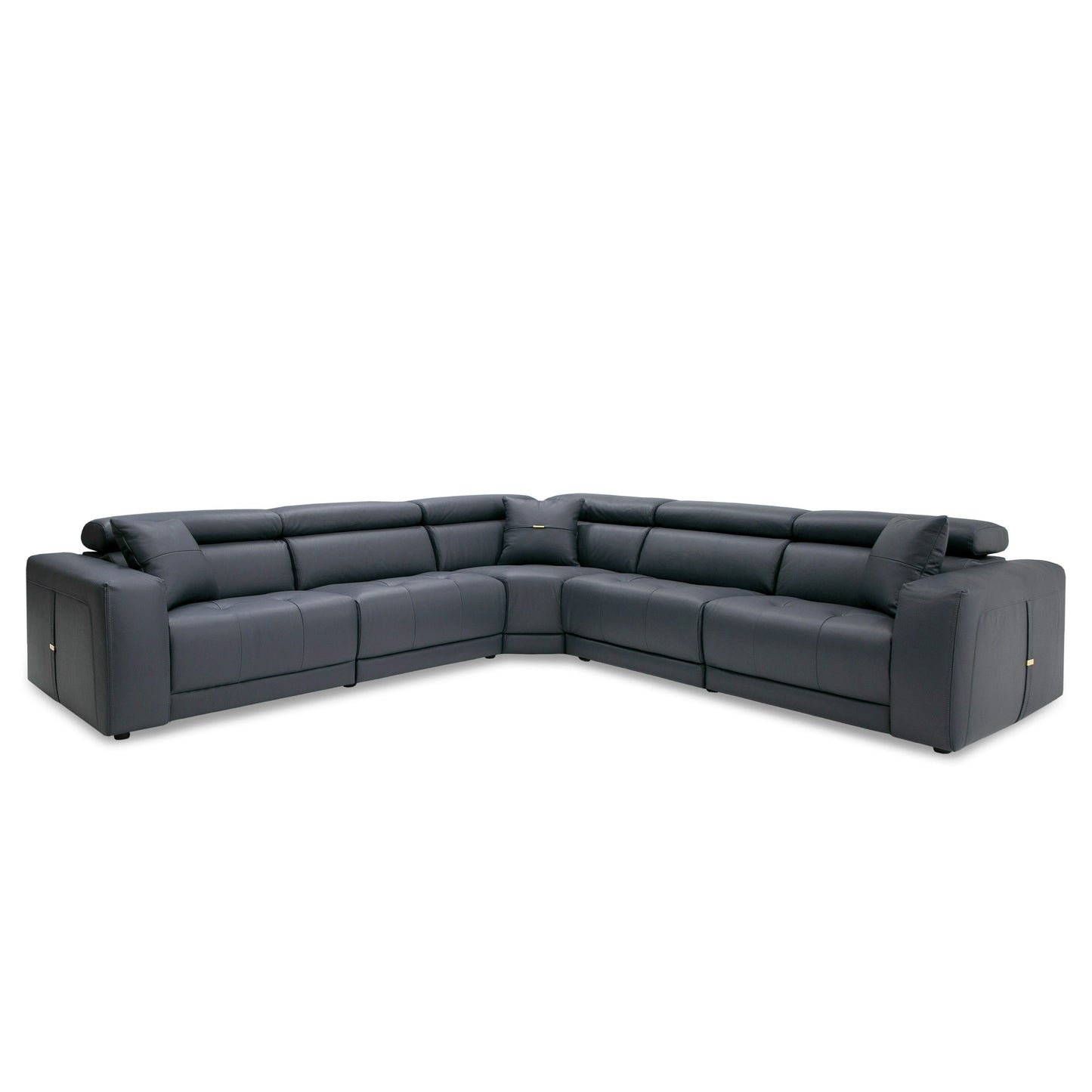 Lamod Italia Dalton - Modern Italian Grey Leather Sectional + 2 Recliners